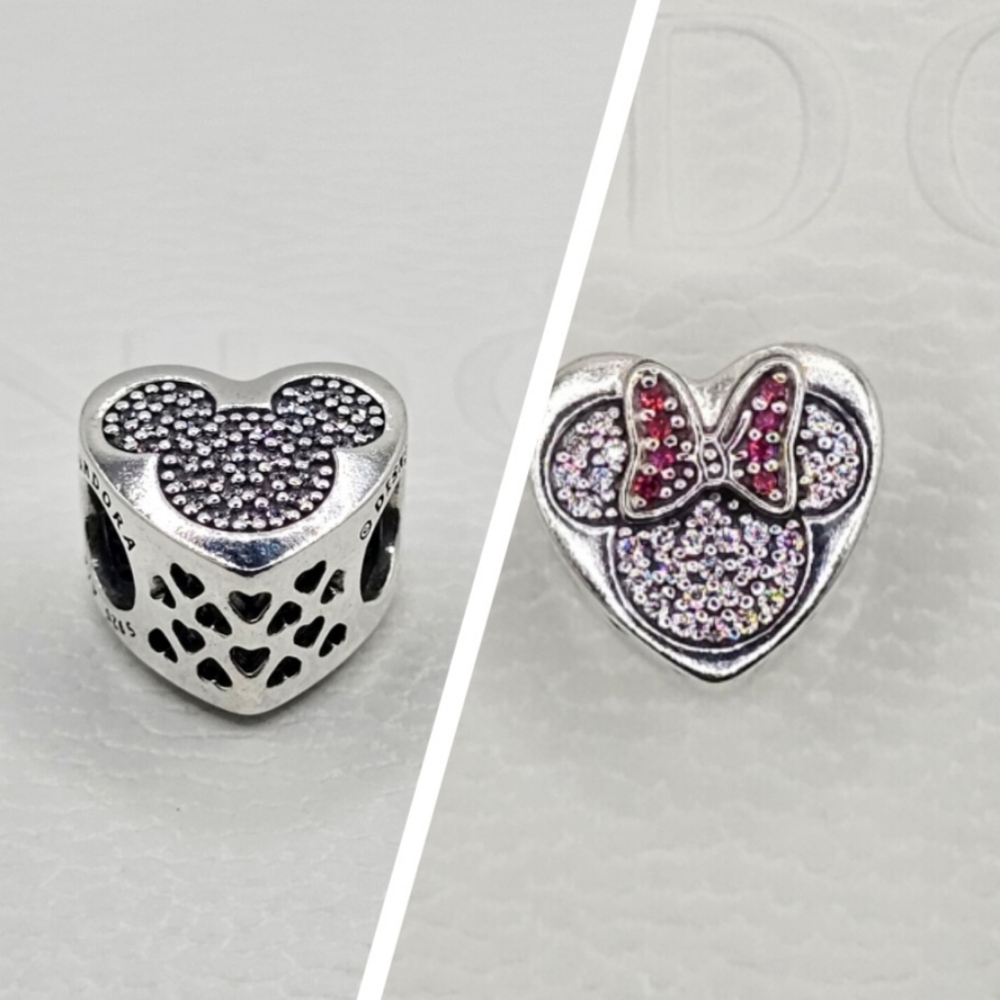 💫 Authentic Pandora ⭐️RETIRED⭐️ DISNEY MICKEY & MINNIE HEART CHARM